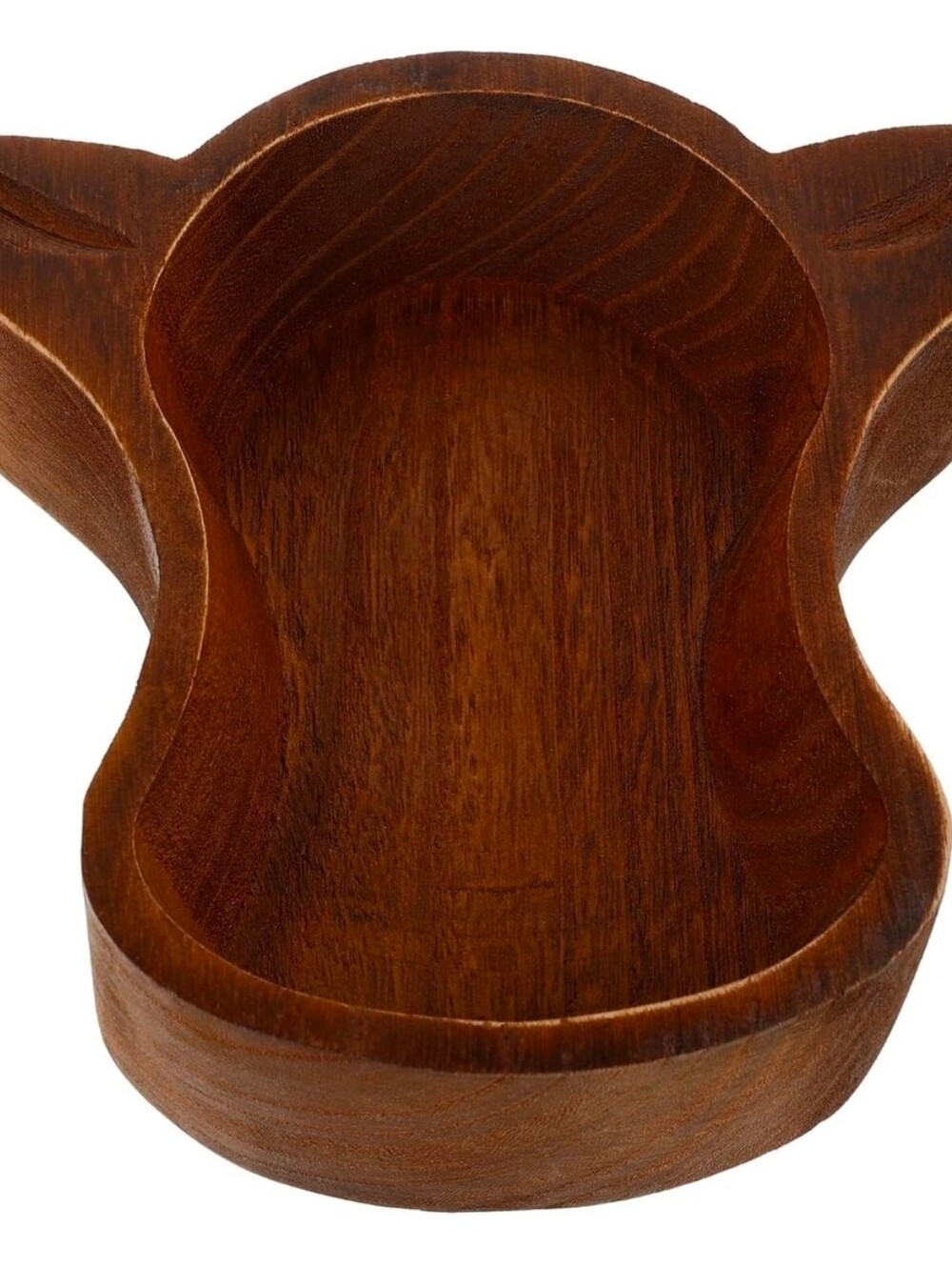 🖤 Wooden Serving Bowl - Dark Brown Cow Head Multi-Use Snack Tray - Picture 2 of 3